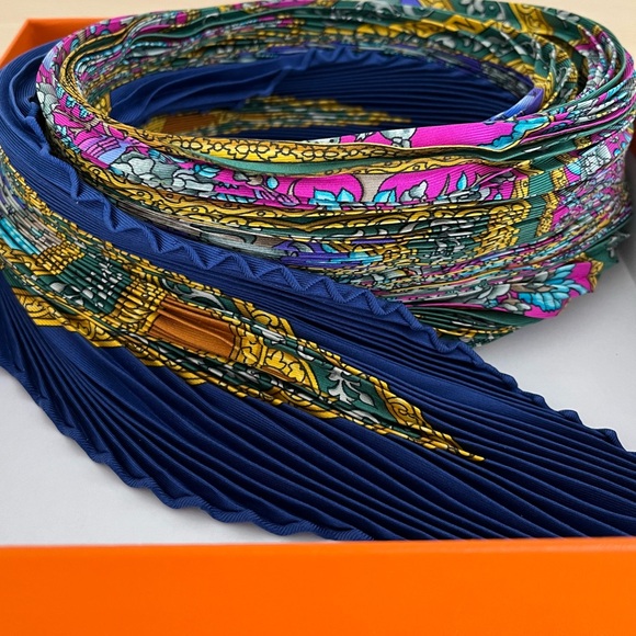 Hermes Silk Plisse Pleated Qalamdan Scarf Catherine Baschet EUC Circa1990 France - Picture 1 of 17